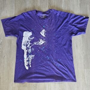 VTG 90's Nike Air Jordan Man on Moon Flight Astronaut Purple Tee Shirt XL